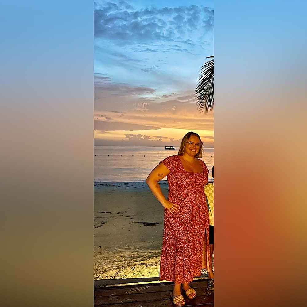 Hollister midi dress, red floral, size XL